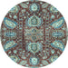 Round Abstract Light Blue Modern Rug, abs3523lblu