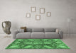 Machine Washable Abstract Emerald Green Modern Area Rugs in a Living Room,, wshabs3523emgrn