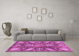 Machine Washable Abstract Purple Modern Area Rugs in a Living Room, wshabs3523pur