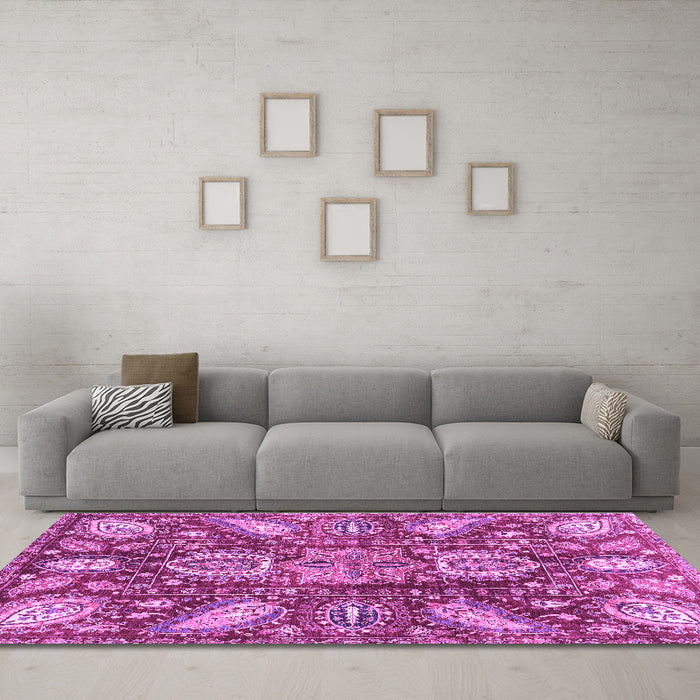 Machine Washable Abstract Purple Modern Area Rugs in a Living Room, wshabs3523pur