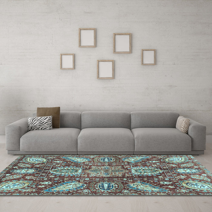 Machine Washable Abstract Light Blue Modern Rug in a Living Room, wshabs3523lblu
