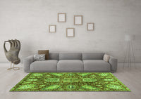 Machine Washable Abstract Green Modern Rug, wshabs3523grn