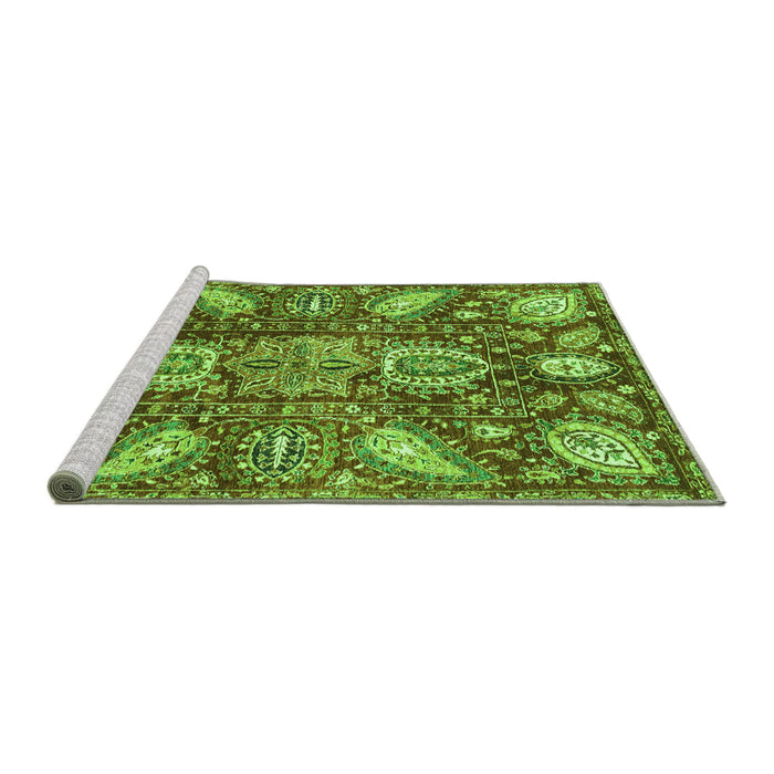 Sideview of Machine Washable Abstract Green Modern Area Rugs, wshabs3523grn