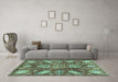 Machine Washable Abstract Turquoise Modern Area Rugs in a Living Room,, wshabs3523turq