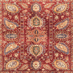 Square Machine Washable Abstract Red Rug, wshabs3523