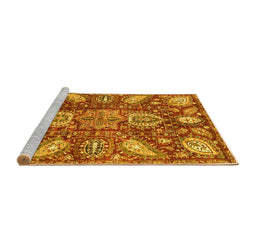 Sideview of Machine Washable Abstract Yellow Modern Rug, wshabs3523yw