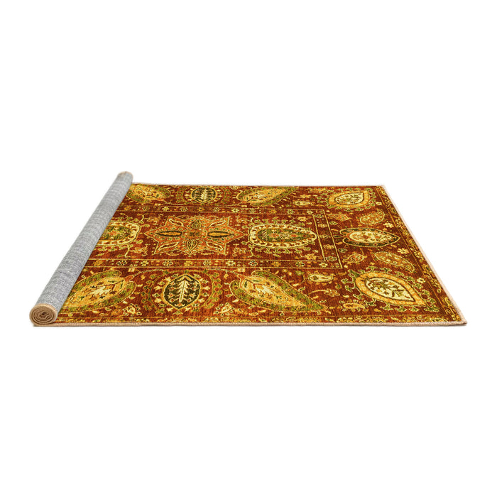 Sideview of Machine Washable Abstract Yellow Modern Rug, wshabs3523yw