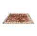 Sideview of Machine Washable Abstract Red Rug, wshabs3524