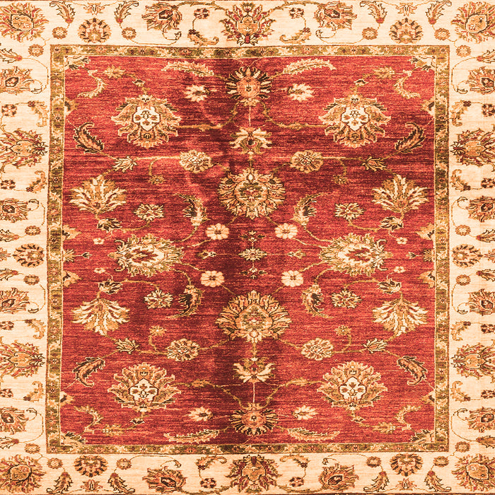 Square Oriental Orange Traditional Rug, abs3524org