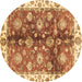 Round Oriental Brown Traditional Rug, abs3524brn