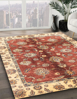 Abstract Red Oriental Rug in Family Room, abs3524