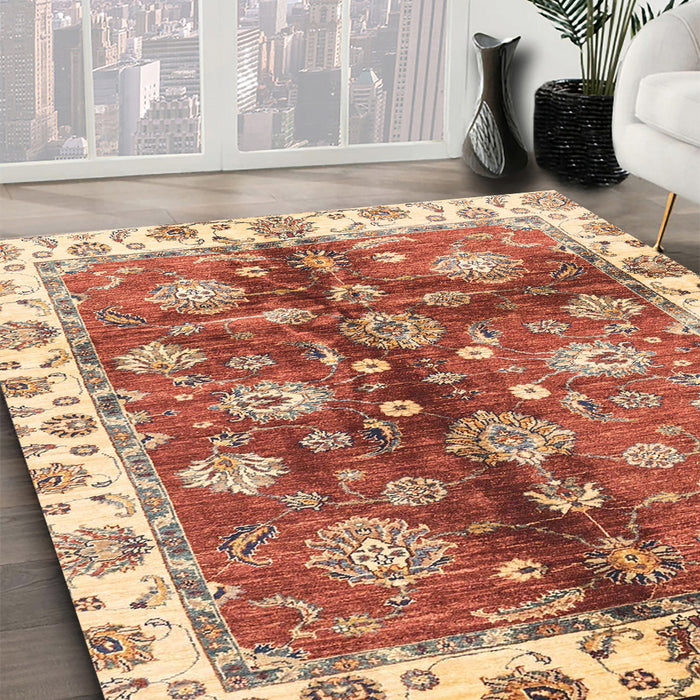 Machine Washable Abstract Red Rug in a Family Room, wshabs3524