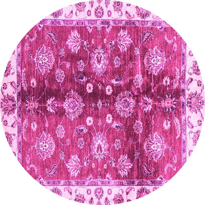 Round Machine Washable Oriental Pink Traditional Rug, wshabs3524pnk