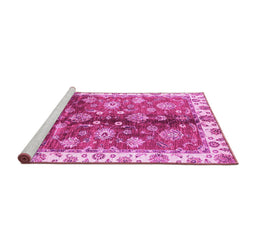 Sideview of Machine Washable Oriental Pink Traditional Rug, wshabs3524pnk