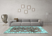 Machine Washable Oriental Light Blue Traditional Rug, wshabs3524lblu