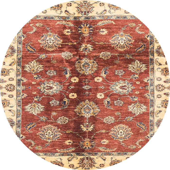 Round Machine Washable Abstract Red Rug, wshabs3524
