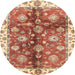 Round Machine Washable Abstract Red Rug, wshabs3524