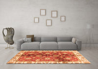 Machine Washable Oriental Orange Traditional Rug, wshabs3524org