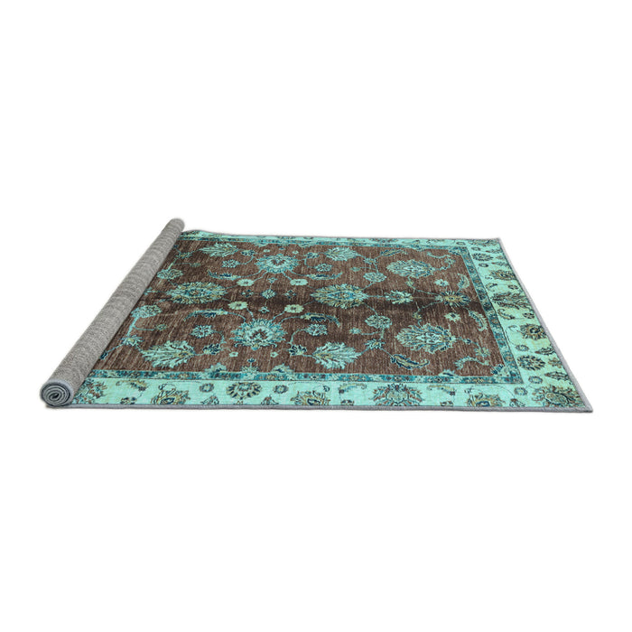 Sideview of Machine Washable Oriental Light Blue Traditional Rug, wshabs3524lblu