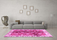 Machine Washable Oriental Pink Traditional Rug, wshabs3524pnk