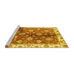 Sideview of Machine Washable Oriental Yellow Traditional Rug, wshabs3524yw