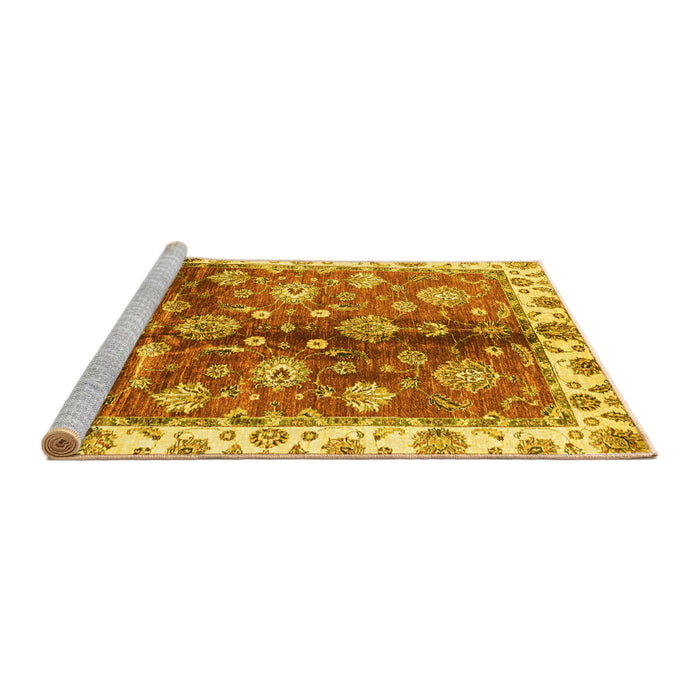 Sideview of Machine Washable Oriental Yellow Traditional Rug, wshabs3524yw
