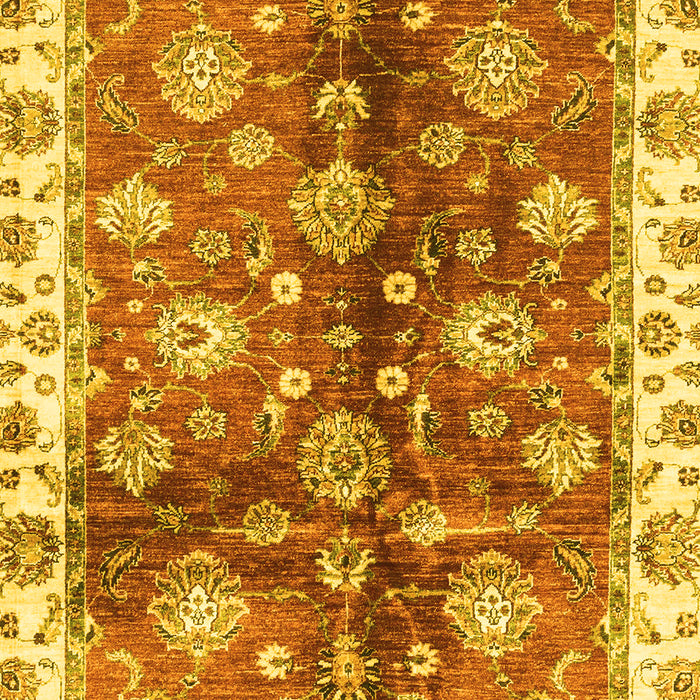 Machine Washable Oriental Yellow Traditional Rug, wshabs3524yw