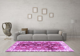 Machine Washable Oriental Purple Traditional Area Rugs in a Living Room, wshabs3524pur