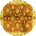 Round Oriental Yellow Traditional Rug, abs3524yw