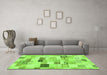 Machine Washable Abstract Green Modern Area Rugs in a Living Room,, wshabs3525grn