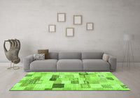 Machine Washable Abstract Green Modern Rug, wshabs3525grn