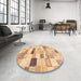 Round Abstract Orange Modern Rug in a Office, abs3525