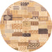 Round Abstract Orange Modern Rug, abs3525