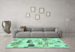 Machine Washable Abstract Turquoise Modern Area Rugs in a Living Room,, wshabs3525turq