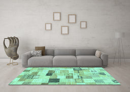 Machine Washable Abstract Turquoise Modern Area Rugs in a Living Room,, wshabs3525turq