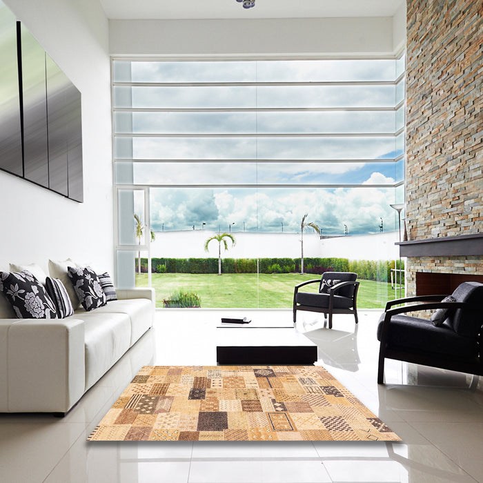 Square Machine Washable Abstract Orange Rug in a Living Room, wshabs3525