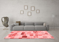 Machine Washable Abstract Red Modern Rug, wshabs3525red