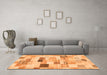 Machine Washable Abstract Orange Modern Area Rugs in a Living Room, wshabs3525org