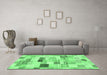 Machine Washable Abstract Emerald Green Modern Area Rugs in a Living Room,, wshabs3525emgrn