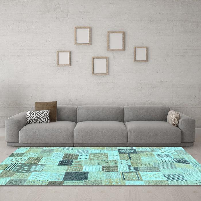 Machine Washable Abstract Light Blue Modern Rug in a Living Room, wshabs3525lblu