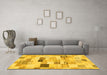 Machine Washable Abstract Yellow Modern Rug in a Living Room, wshabs3525yw