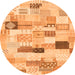 Round Machine Washable Abstract Orange Modern Area Rugs, wshabs3525org