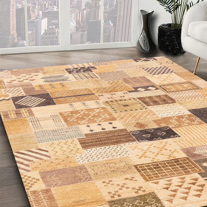 Abstract Orange Modern Rug in Family Room, abs3525