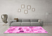 Machine Washable Abstract Pink Modern Rug in a Living Room, wshabs3525pnk