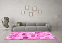 Machine Washable Abstract Pink Modern Rug, wshabs3525pnk