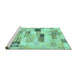 Sideview of Machine Washable Abstract Turquoise Modern Area Rugs, wshabs3525turq