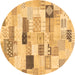 Round Abstract Brown Modern Rug, abs3525brn