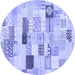 Round Abstract Blue Modern Rug, abs3525blu