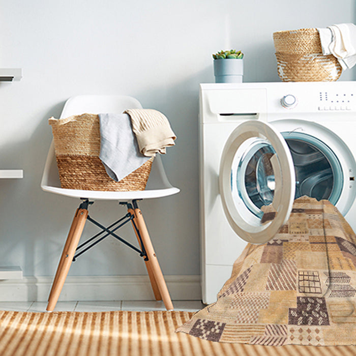 Machine Washable Abstract Orange Rug in a Washing Machine, wshabs3525