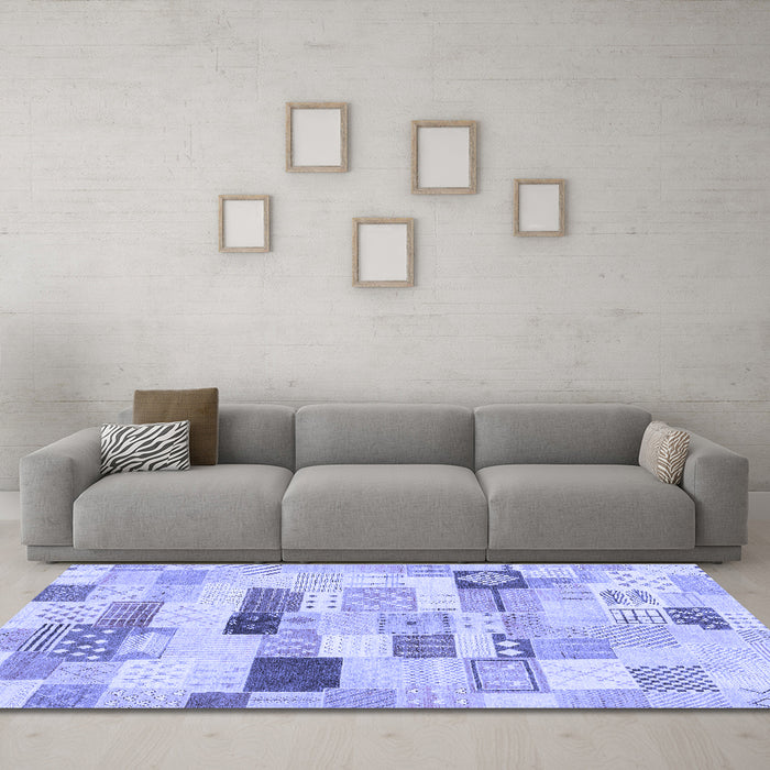 Machine Washable Abstract Blue Modern Rug in a Living Room, wshabs3525blu
